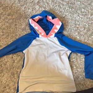 Kids Blue and White Shark Hoodie Swim Top